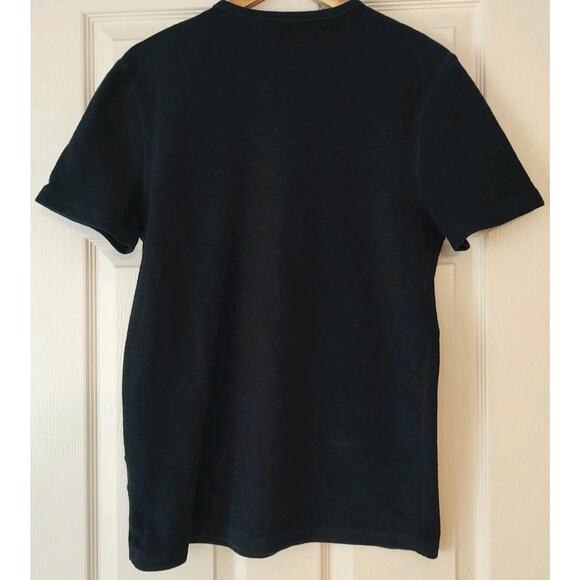 Men's AllSaints T Shirt Waffle Esum Short Sleeve Tee Crewneck Navy Blue - Large - Picture 4 of 5